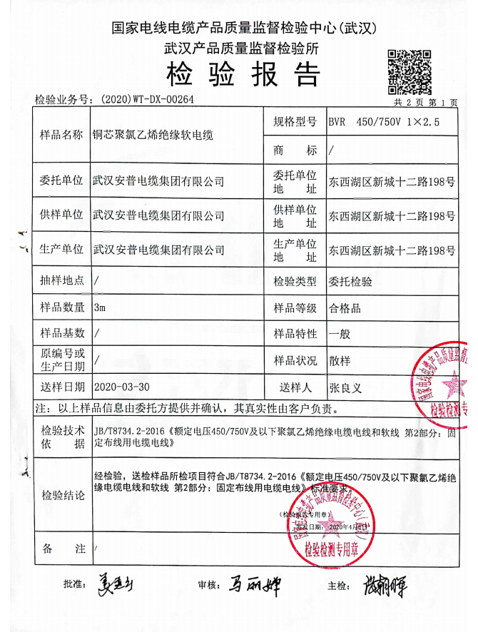BVR 2.5質(zhì)檢報(bào)告